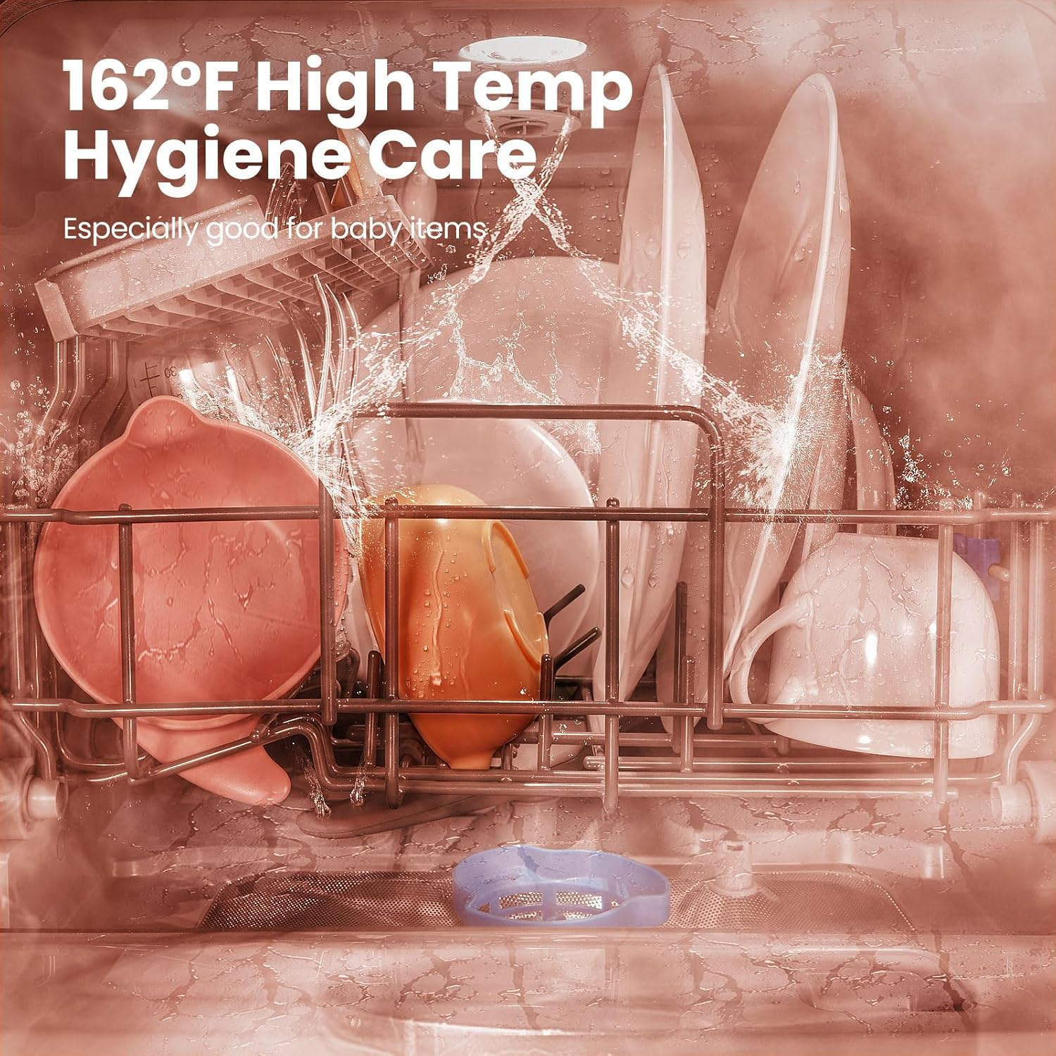 Countertop Portable Dishwasher – 5L Built-in Tank, No Plumbing, 360° Spray & Air-Dry