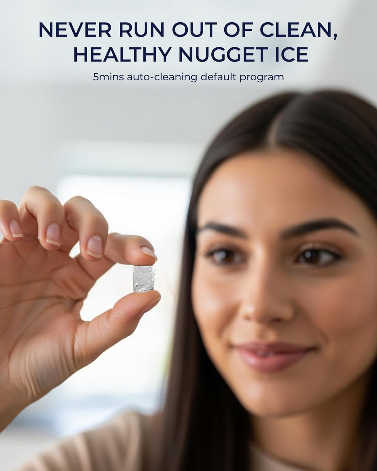 Compact Countertop Nugget Ice Maker, 40lbs/Day Auto-Cleaning, Soft Chewable Ice Machine with Basket & Scoop
