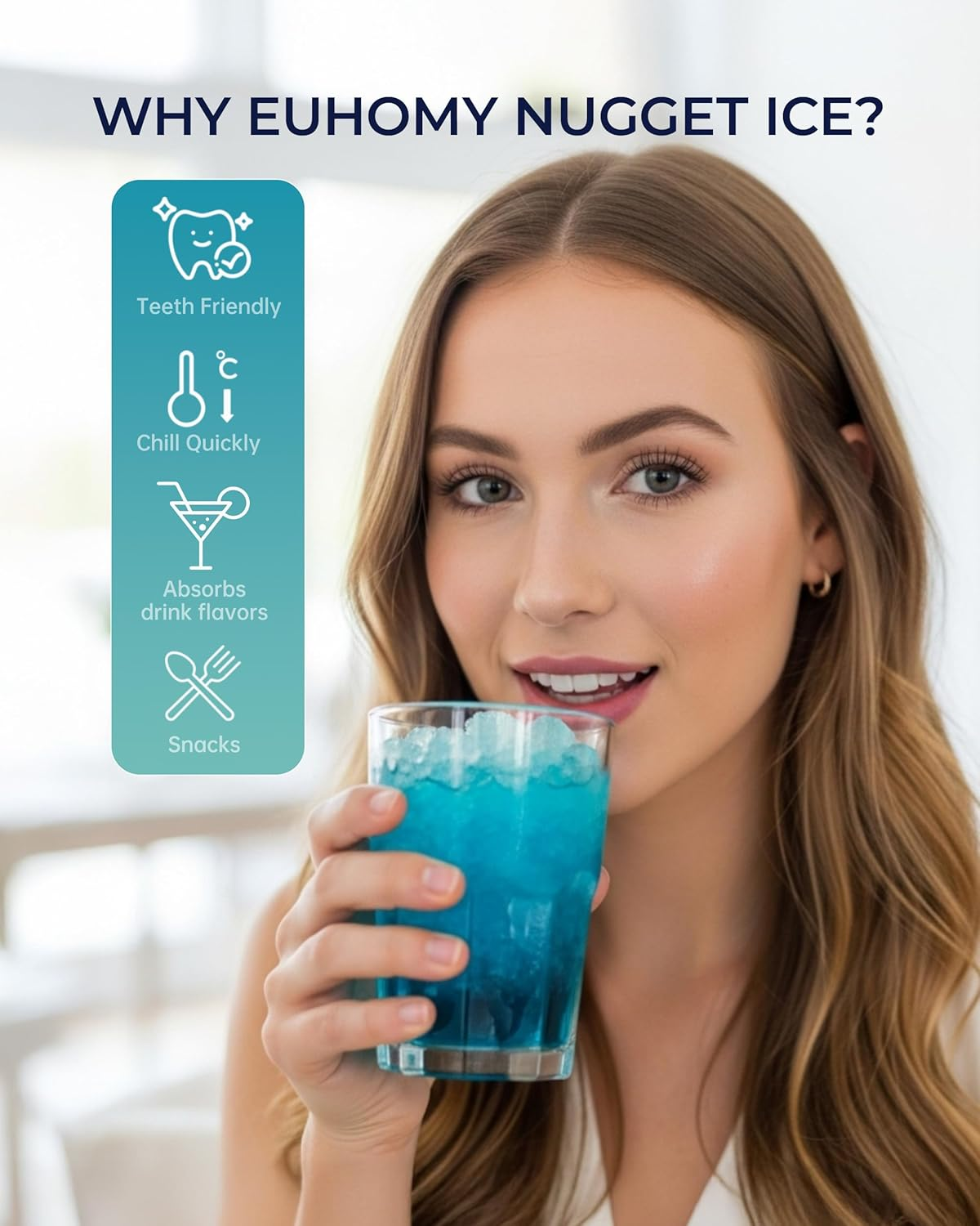 Compact Countertop Nugget Ice Maker, 40lbs/Day Auto-Cleaning, Soft Chewable Ice Machine with Basket & Scoop