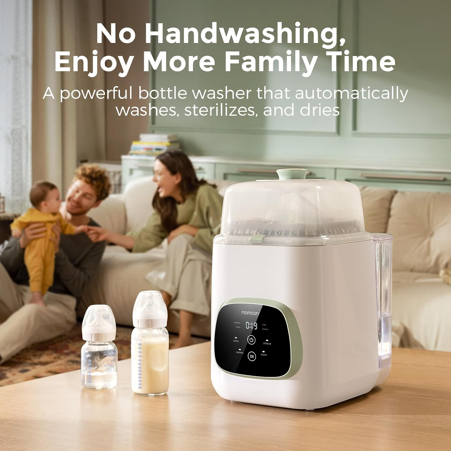 All-in-One Baby Bottle Washer, Sterilizer & Dryer with Free Baby Bottle Cleaner – Time-Saving for Busy Parents