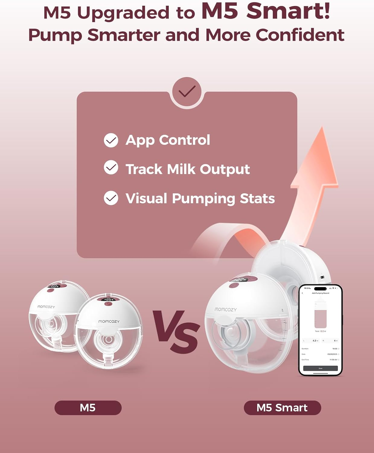 Hands-Free Wearable Breast Pump with APP Control, 3 Modes 9 Suction Levels, Portable & Lightweight 2-Pack