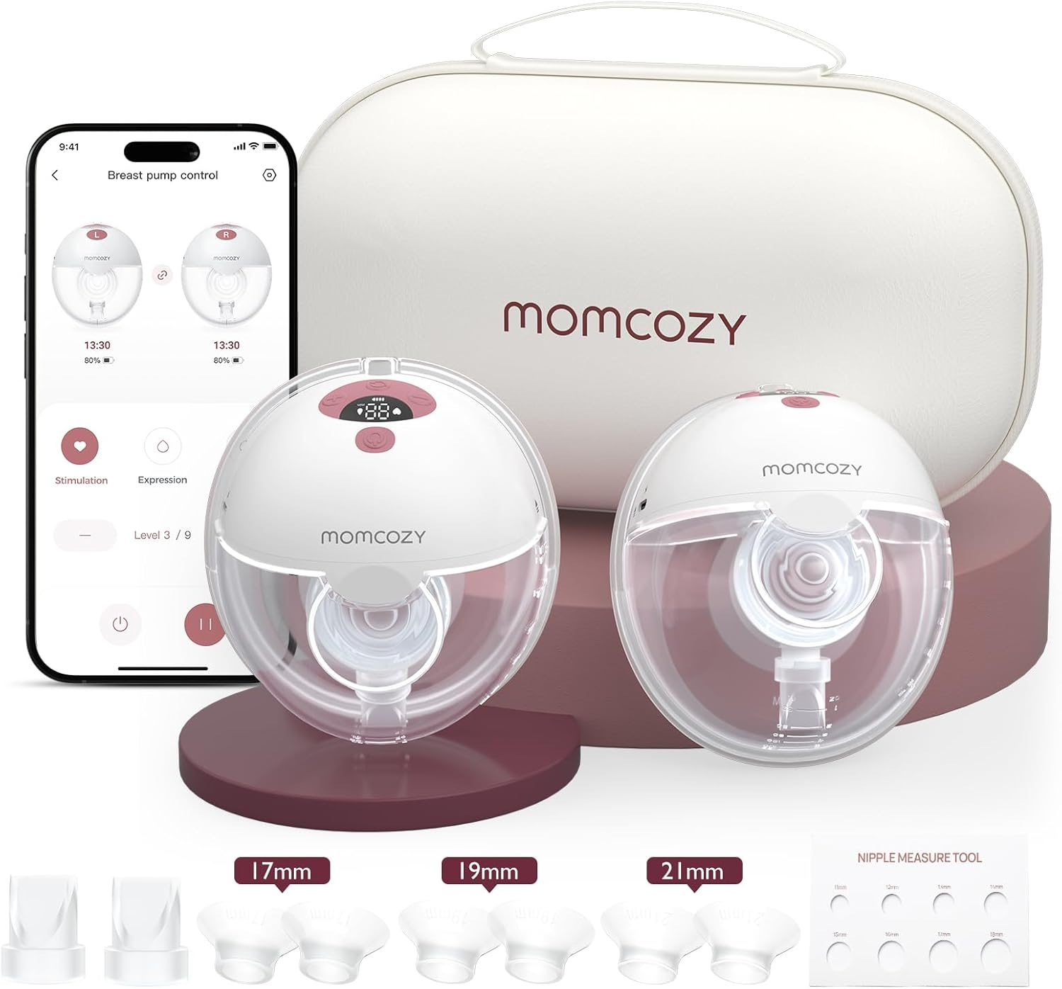 Hands-Free Wearable Breast Pump with APP Control, 3 Modes 9 Suction Levels, Portable & Lightweight 2-Pack
